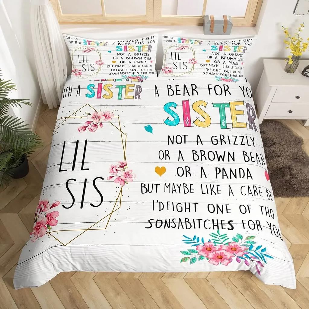 Mothers Day Duvet Cover Set Mom Gifts From Daughter Bedding Set Polyester Floral Print Comforter Cover Room Decor Twin King Size