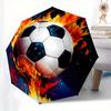 Soccer Ball, Flames Automatic folding umbrella  simple eight rib design, bright color pattern, durable iron frame, ideal for travel and outd