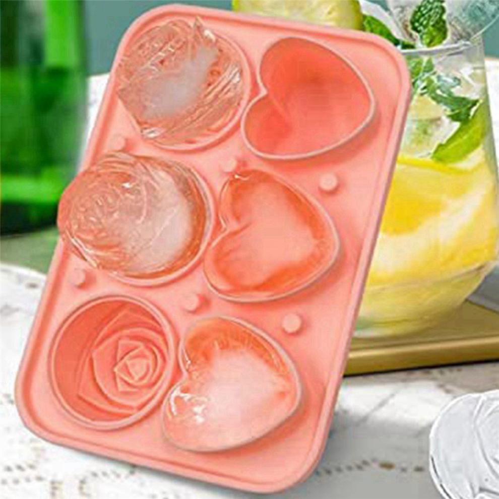 Roses Ice-Cube Mold, Heart Shape Tray, Silicone Ice Mold