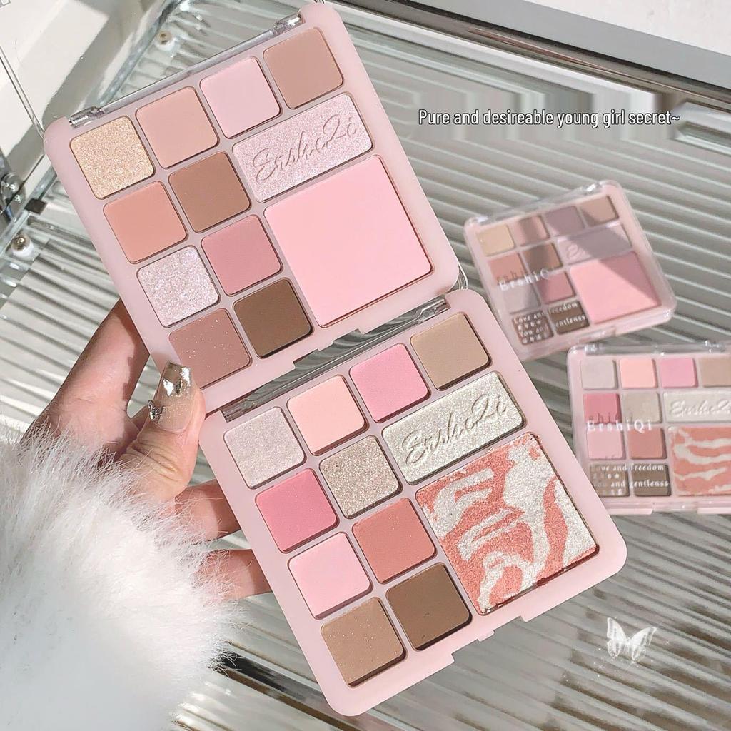 ErshiQi Earth Tone All-in-One Palette: Shimmer, Matte, Highlight, Blush & Eyeshadow.