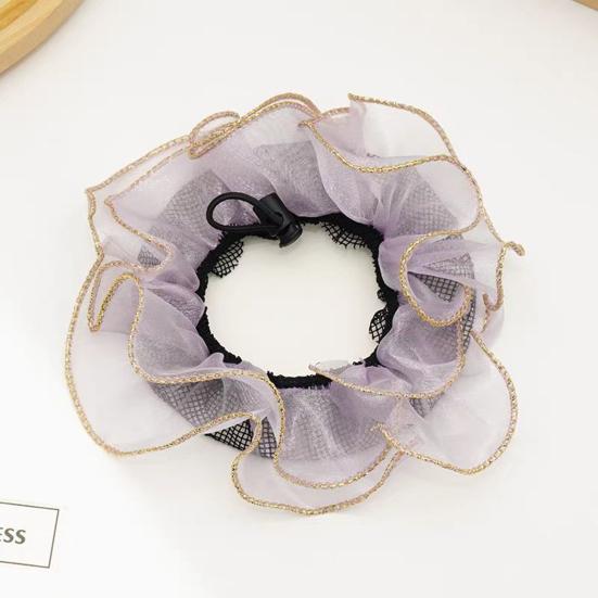 Dancer Bun Hair Net Elastic Drawstring Hairnet Adjustable Gauze Hair Accessories for Girls Dance Ballet Skating Gymnastics