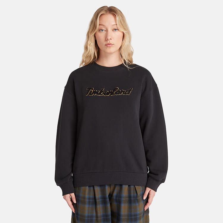 Timberland Sweatshirts Women's Black Crew Neck Moderate Regular A6HV5-001