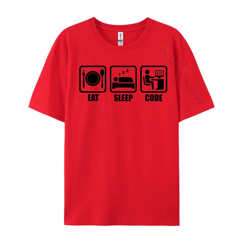

Eat Sleep Code Tshirt Casual High Quality Camisa TShirt 100 Cotton Fabric Mens Tops T Shirt Top Tshirts S