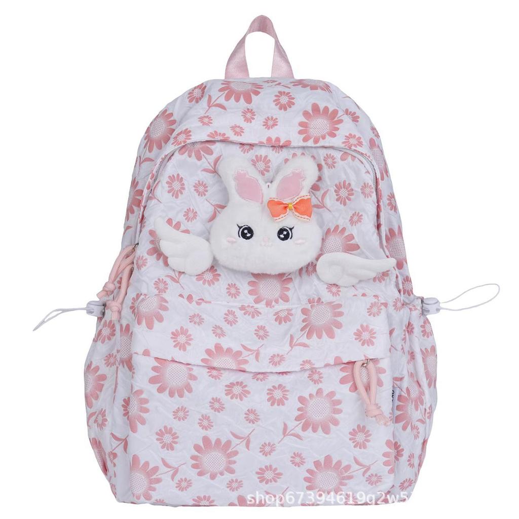 Schoolbag new high-value retro casual backpack junior high school student schoolbag Japanese fashion simple fresh floral backpack