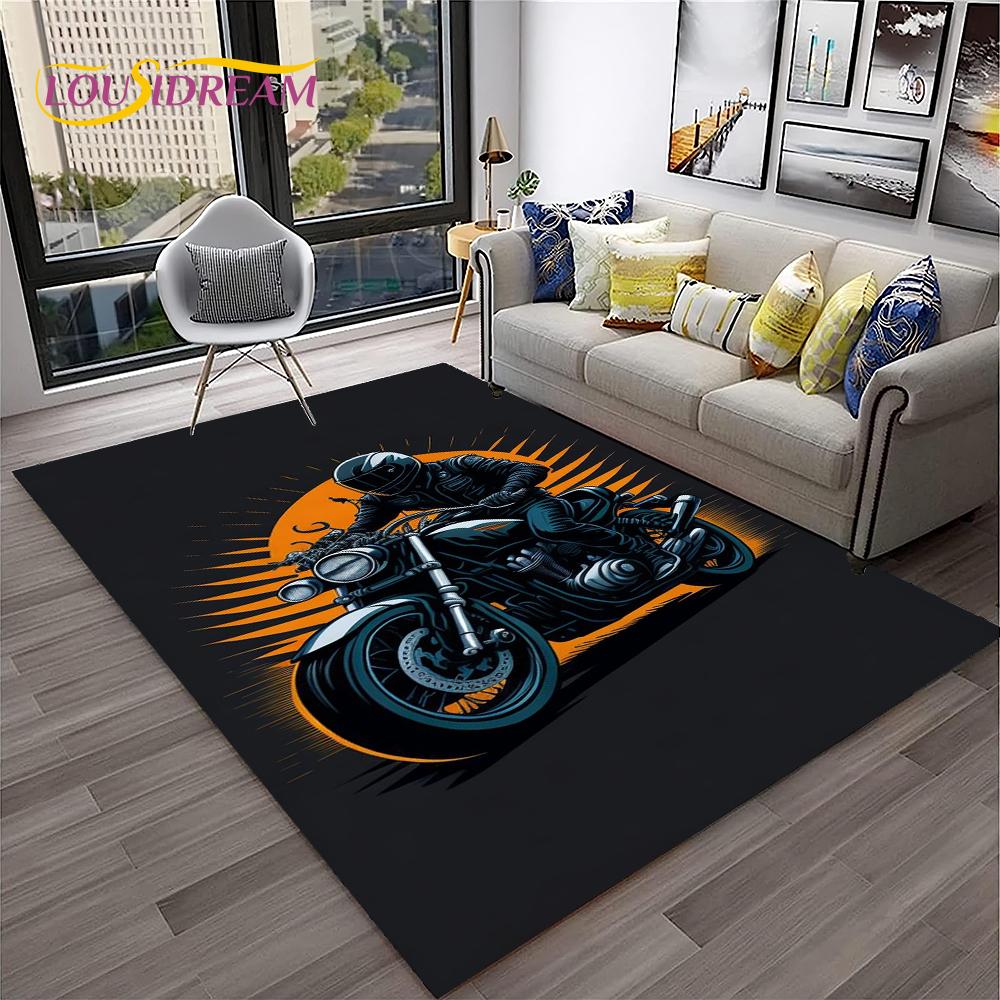 Racing Moto Off Road Motorcycle Carpet Rug for Home Living Room Bedroom Sofa Doormat Decor,Kid Play Area Rug Non-slip Floor Mat