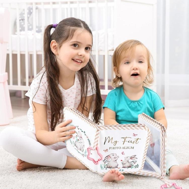 Safe Fabric Photo Album Watercolor Rabbit Design Oxfords Material For Family Vacation Memory Preservation