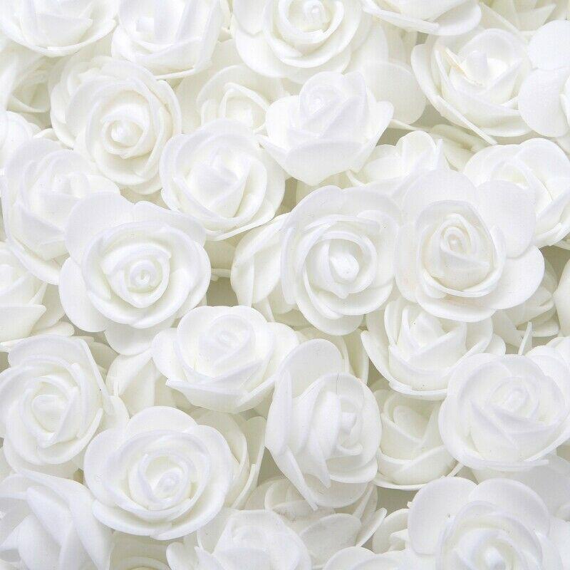 

Foam Mini 500x Artificial Roses Heads Buds Fake Flowers Wedding Home Party Decor білий