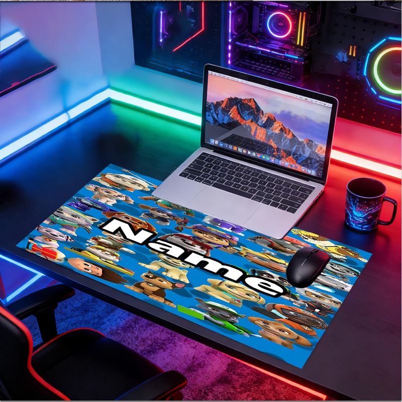 Custom Name Personalized PAW Patrol Pattern Mousepad, Laptop PC Desk Mat, Decorative Desk Mat for Home Keyboard Pad Gift