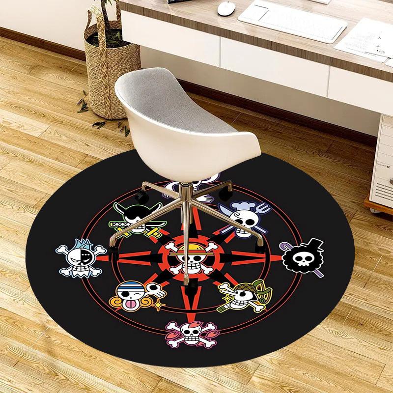 1pc One Piece Skulls Round Carpet, Made of Polyester,Perfect for Decorating Office Chairs, Living Rooms,fplt272
