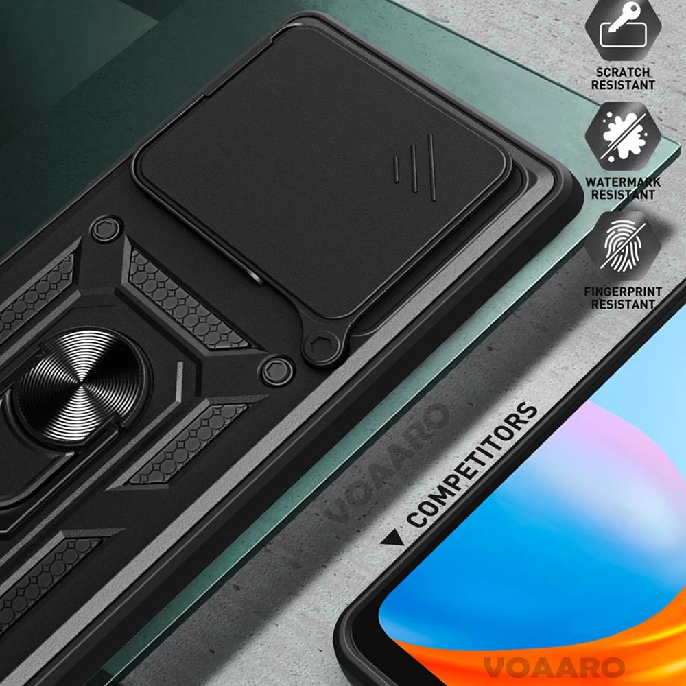 Slide Lens Armor Funda for Redmi 13 4G Case for Redmi Turbo 3 Note 13R POCO M6 F6 Pro 5G Case Magnetic Ring Stand Holder Cover