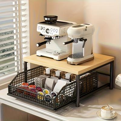 1 Black/white Kitchen Microwave Rack Storage Box Drawer Space Saving Countertop Storage Rack, Suitable for Appliances, Tableware
