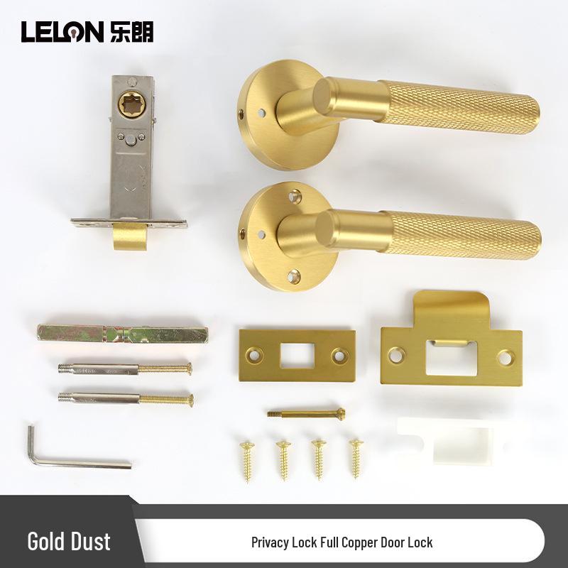 

All-Copper Privacy Knurled Door Lock - Keyless, US Standard, Single Bolt for Bedroom & Bathroom