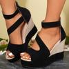 Women S Color Block Platform Wedge Sandals Open Toe Back Strap Summer