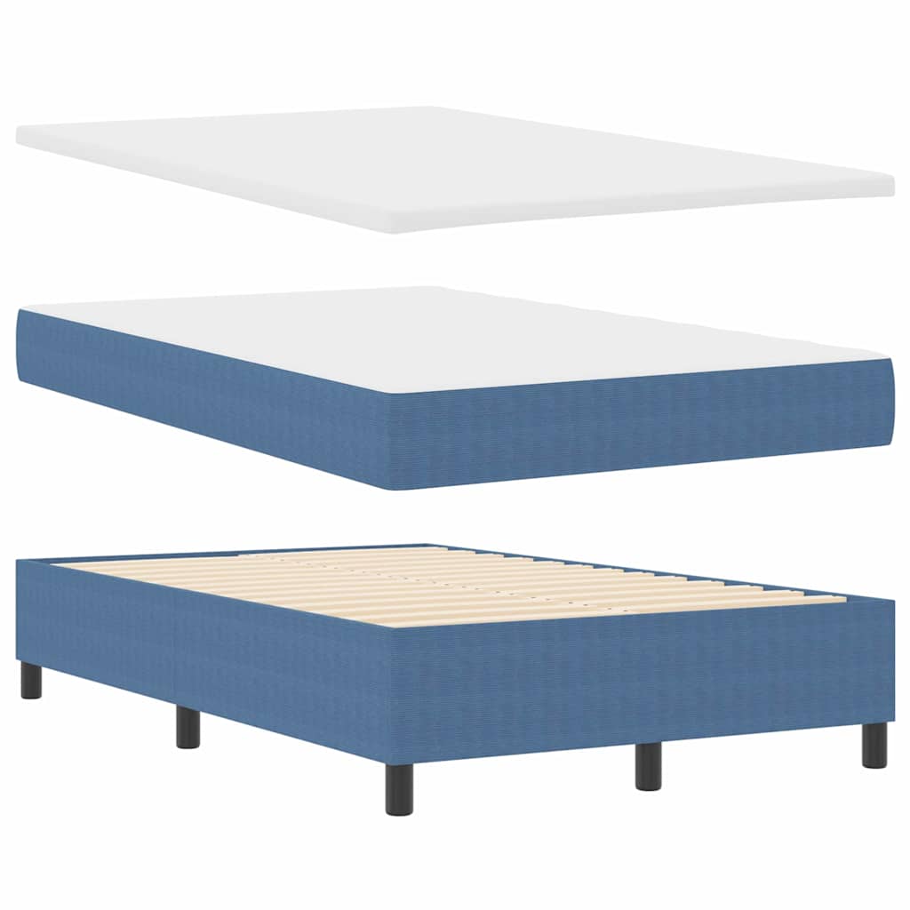 Blue and White Box Spring Bed 120 x 200 cm Cord Fabric