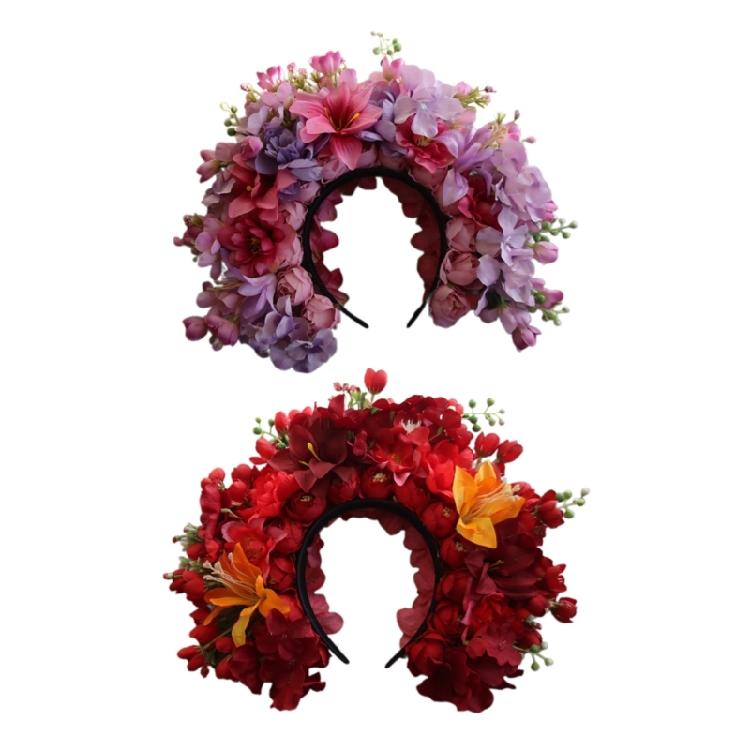 Flower Crowns Headpiece with Double Side Headband for Bridal Women Photo Props