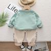 Autumn Girls' Korean Appliqué Panda Sweatshirt Two-Piece Set