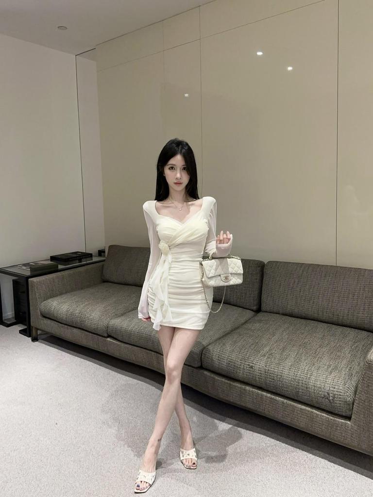 Spicy Girl Mesh Bodycon Kleid – Sexy Nachtclub- & Massage-Technikerin-Uniform