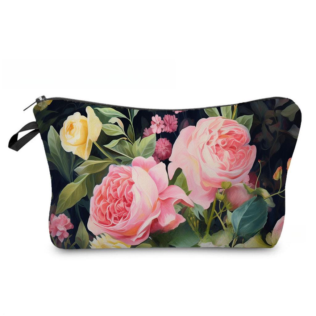 Women Floral Print Cosmetic Bag Toiletries Organize Travel Storage Case 6887 KTB