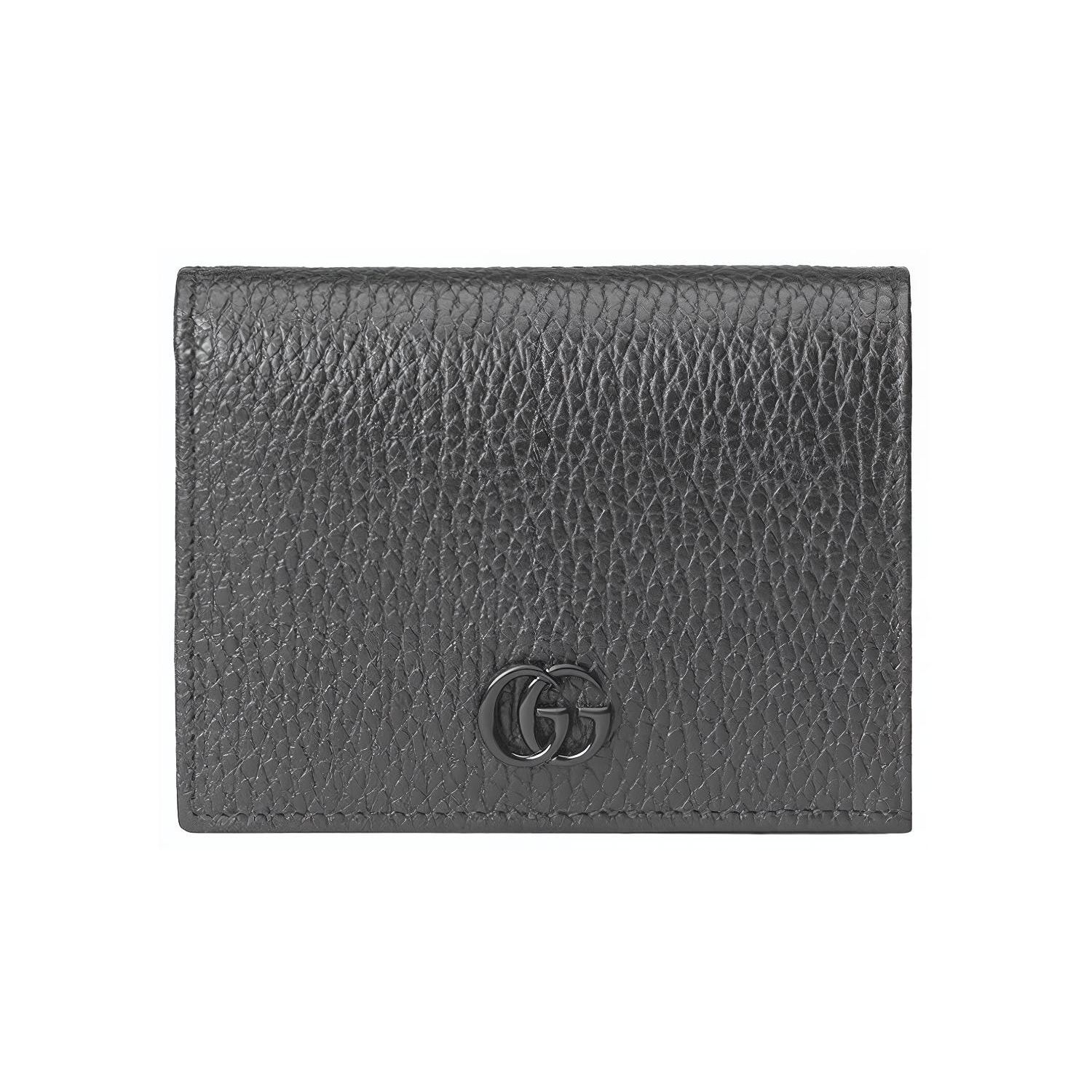 

Gucci GG Marmont Logo Double Fold Leather Card Holder Wallet Women Wallets Black 456126-17WEN-1000 Box(Basic Set+Box)