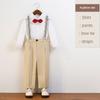School Boys Suspender Trousers Formal Suit Shirt Bow Tie Kids Wedding Ring Bearer Piano Recital Birthday Photoshoot Gentleman Outfit for Boys 3-12Y