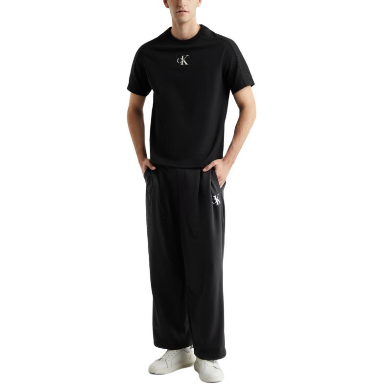 Calvin Klein Solid Color Loose Fit Cool Feel Elastic Waist Casual Pants Men Bottoms Black J400374-BEH