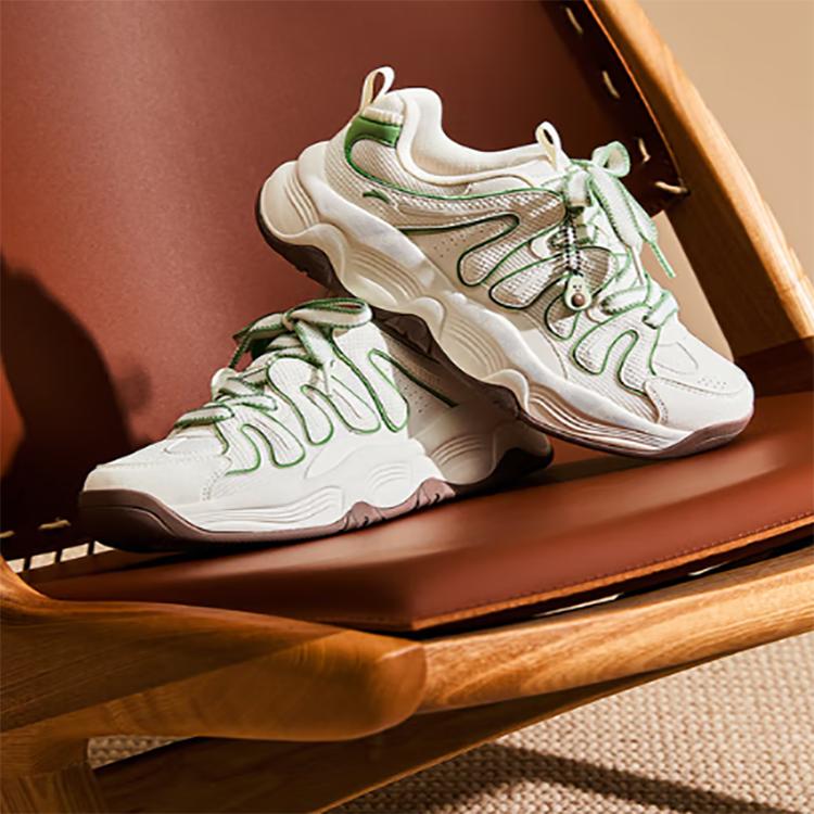Anta Milkshake 2 Fashion Versatile Wear-Resistant Height-Increasing Low-Top Casual Shoes Women Sneaker White Green 122548881-2