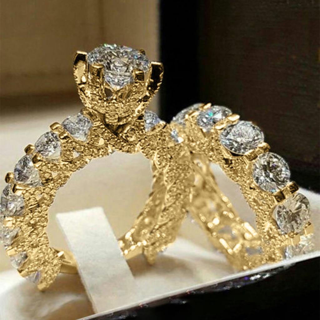 Huitan Sparkling s/Set Ring for Women Luxury Party Accessories Inlaid Bright CZ Fashion Wedding Fancy Jewelry for Lady Gift