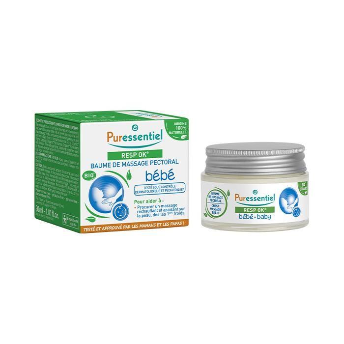 Puressentiel Nouveau Pack : Baume de Massage Pectoral Bébé Resp'Ok® - 30 ml