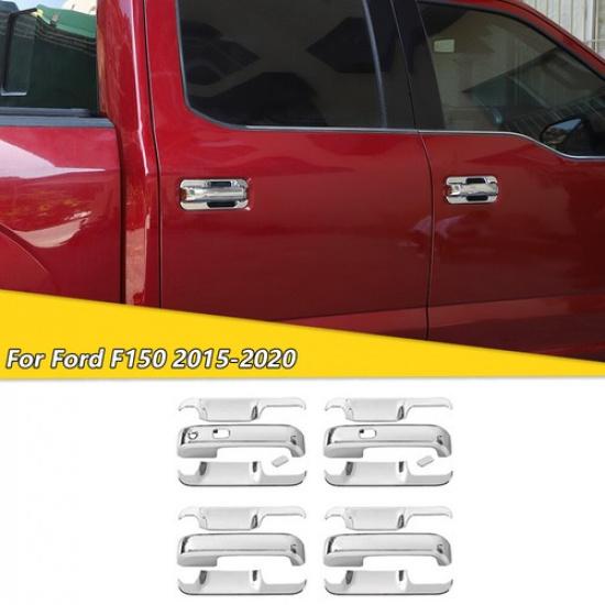 Chrome Exterior Door Handle Shell & Handle Bowl Cover Trim For Ford F150 2015-20