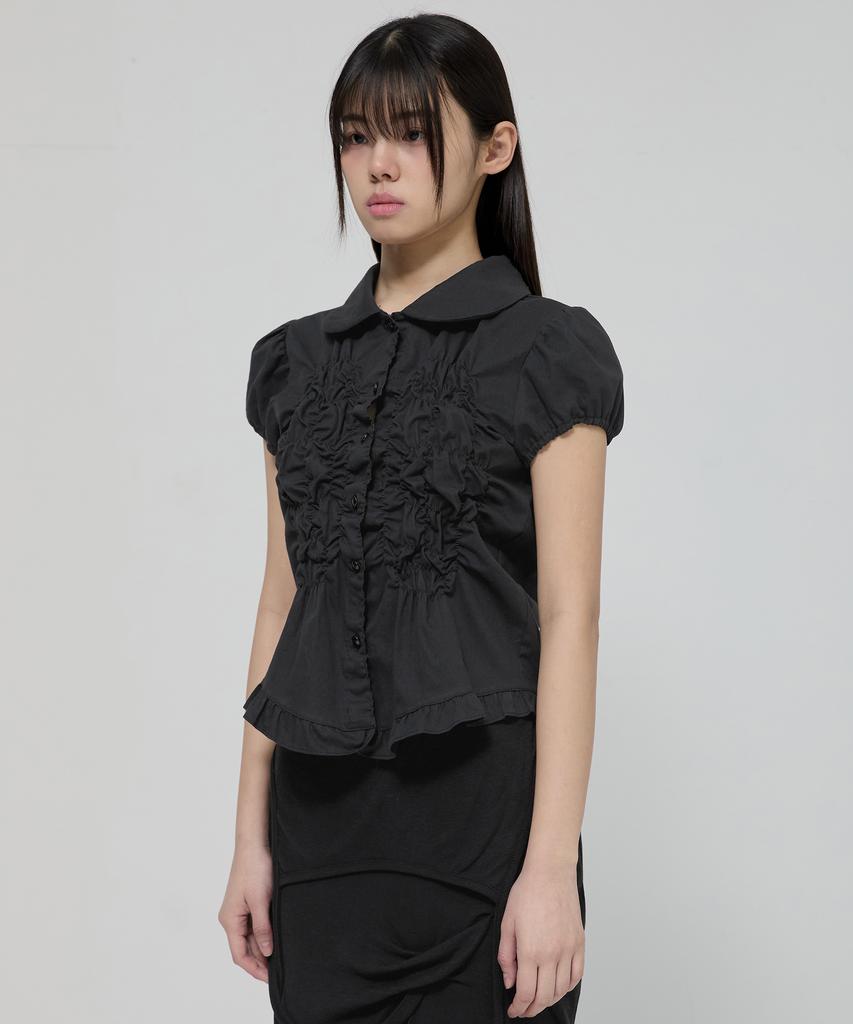Peulleeoeob Cloud Puff Blouse (Fl-115_Black)