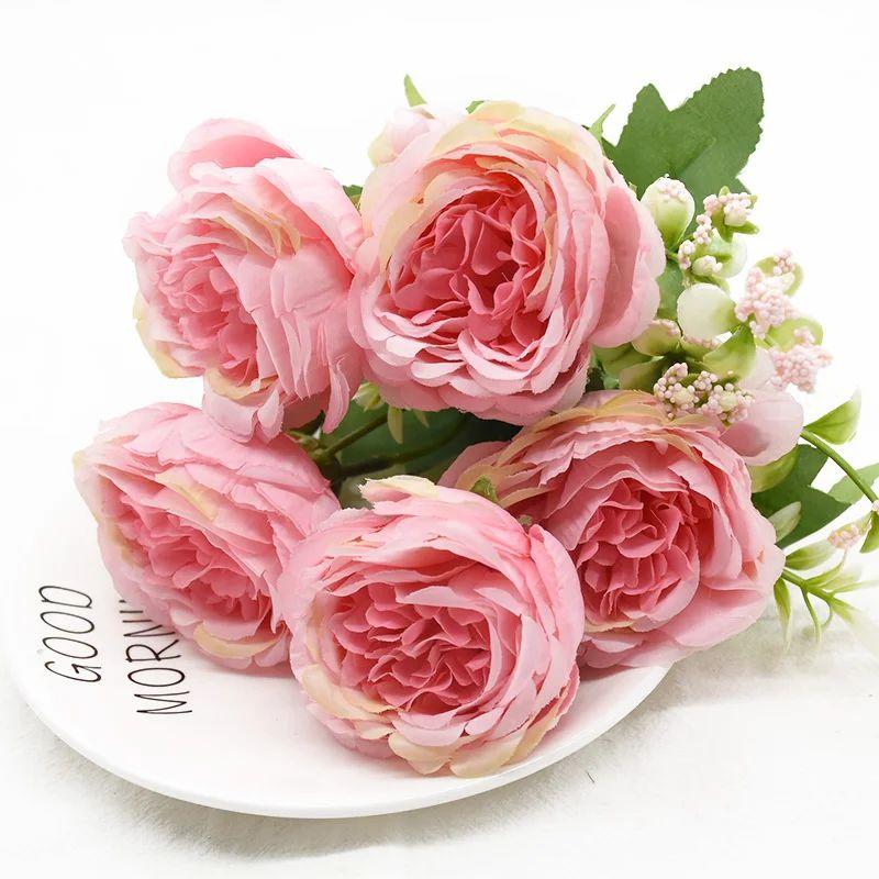 1/3pcs Artificial Flower Silk Peony Rose Bouquet for Home Decor Table Vase Wedding Bridal Bouquet Decoration Diy Gift Hot Sales