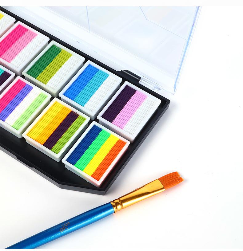 12-Color Patchwork Body Paint: Removable, Brush-Ready, Easy To Apply Halloween Stage Pigment