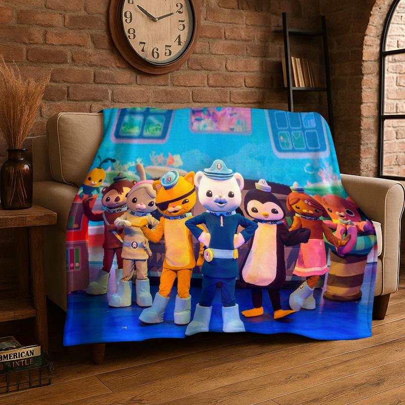 Cute Cartoon The Octonauts Barnacles Flannel Blanket Soft Warm Throw Blanket for Bedroom Living Room Bed Travel Picnic Gift