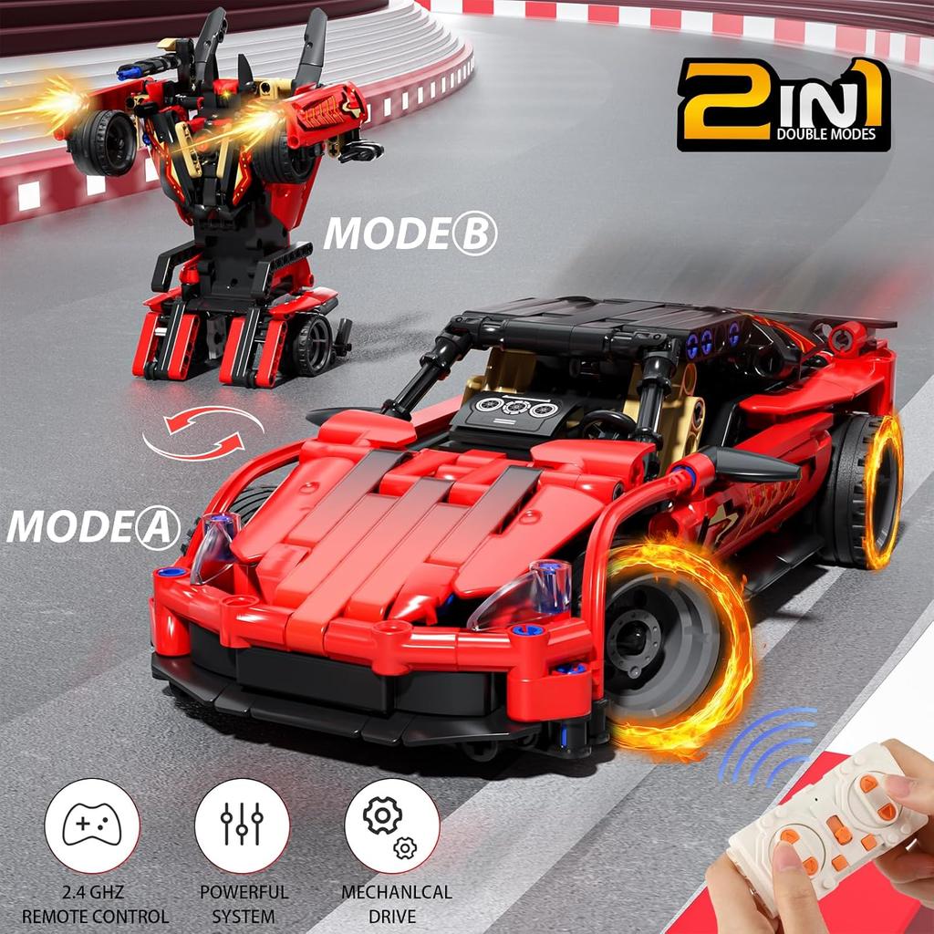 Remote Control Racing Car Building Kit, Compatible with Lego STEM Toys for Kids 2 in 1 Model Car Kit 425 PCS, Gifts Toys for Age 6-12 Years Old Kids