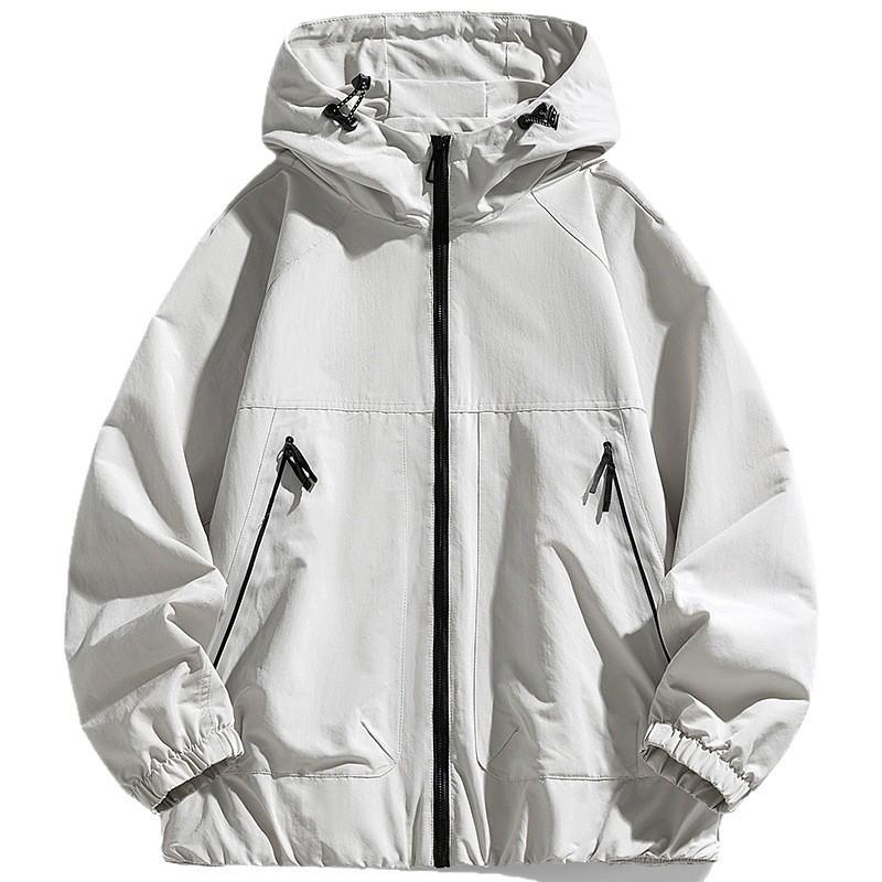Herren Oversized Kapuzenjacke Winddicht Wasserdicht Leichte Sportliche Freizeit-Außenbekleidung in Unifarben