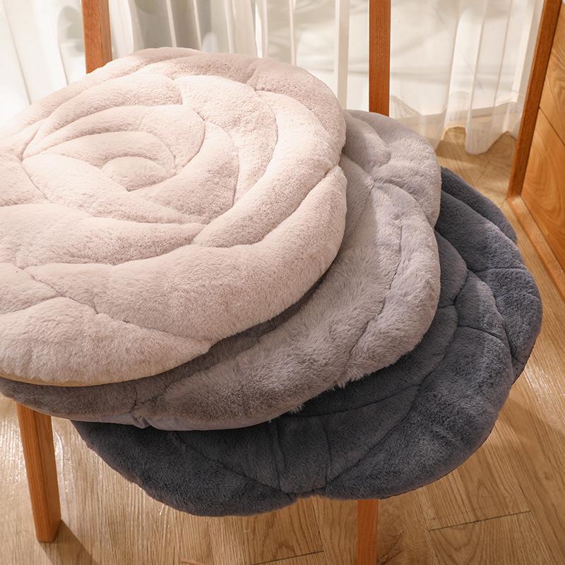 Rose Petal Plush Office Chair Cushion - Comfort for Long Sitting Sessions