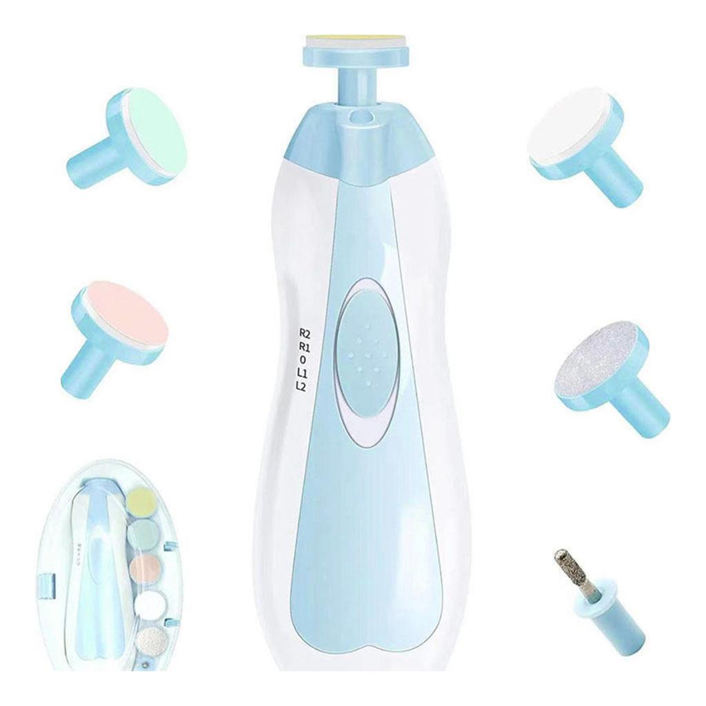 Electric Baby Nail Trimmer with 6 Grinding Heads Newborn Infant Nail File Clipper with Light Toddlers Manicure Toes Fingernails Care Trimming Tools