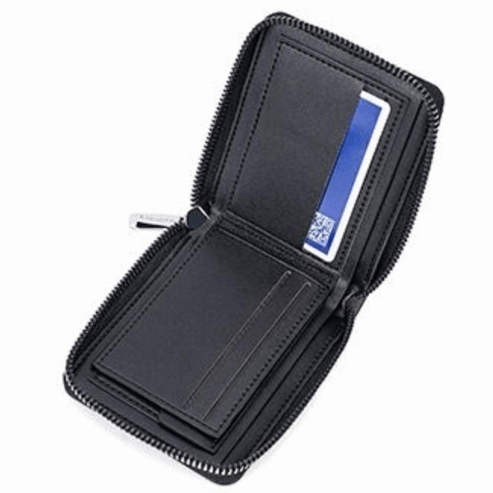 Leather Anti-theft Cash Bag Zipper Card Bag Pocket Purse Casual Men's Short Wallet  Business
