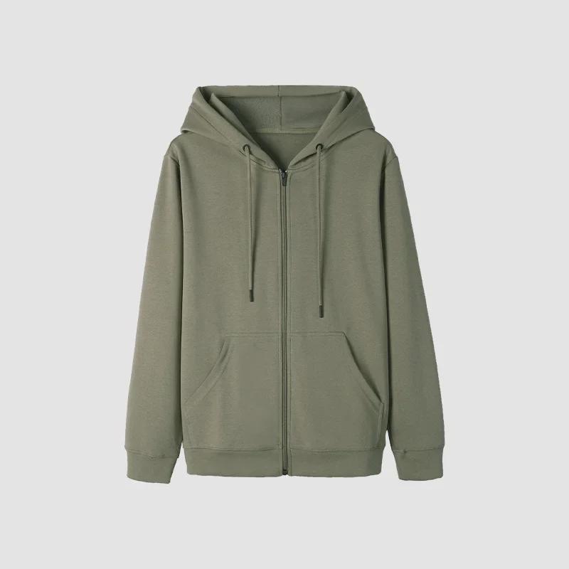 Men's 300g Antibacterial Zipper Hoodie - Simple, Casual, Solid Color, Lightweight Cardigan for Spring & Autumn