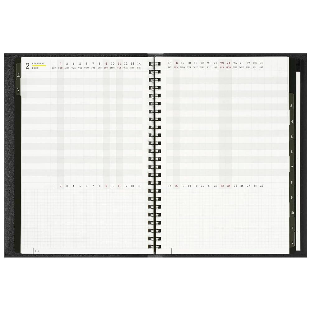 Maruman 2027 Planner, Mnemosyne Monthly Schedule Book with Notepad and Cover, A5 Size, Black,