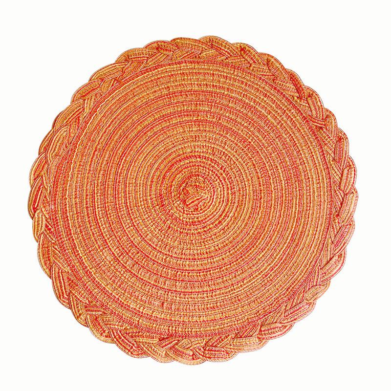 European Round Cotton Yarn Non-Slip Washable Woven Placemat - Simple Dining Table Insulation Mat