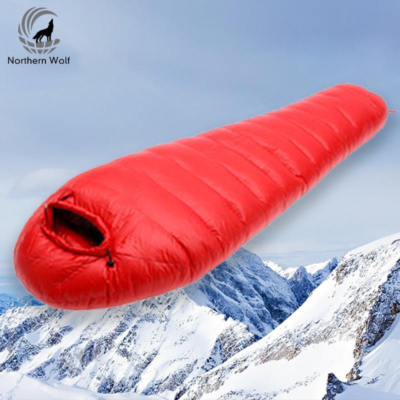 

Настраиваемый пуховый спальный мешок-мумия для кемпинга в холодную погоду 400g красный