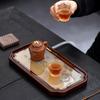 Color Changing Solid Wood Tea Tray Heat Changing Tea Tray Household Small Tea Table