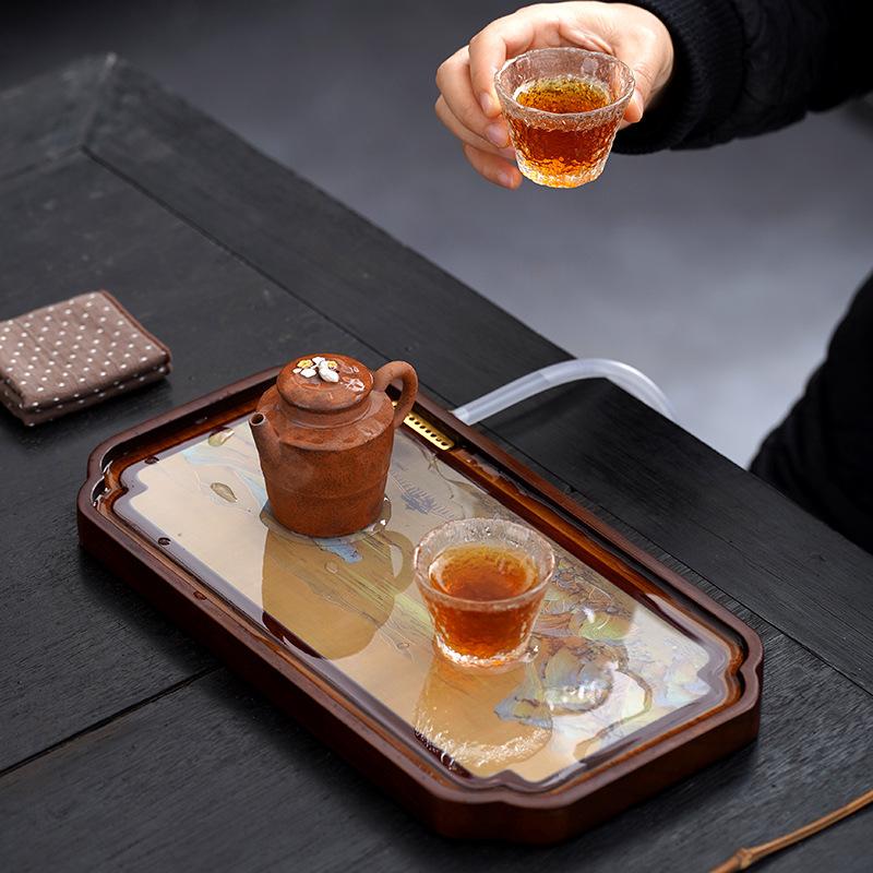 Color Changing Solid Wood Tea Tray Heat Changing Tea Tray Household Small Tea Table