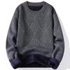 2025 Men's Winter Sweater: Mid-Aged Plush Knit, Thickened, Round Neck, Dad Style, Casual, Warm