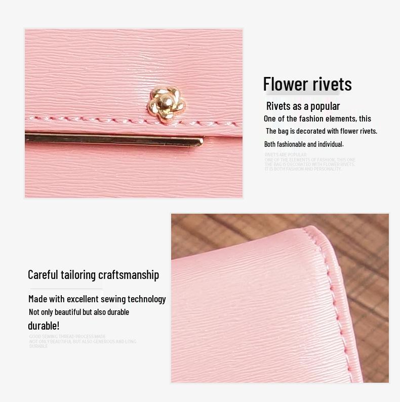 2025 Korean Style Cute Bow Buckle Ladies' Wallet with Rivets