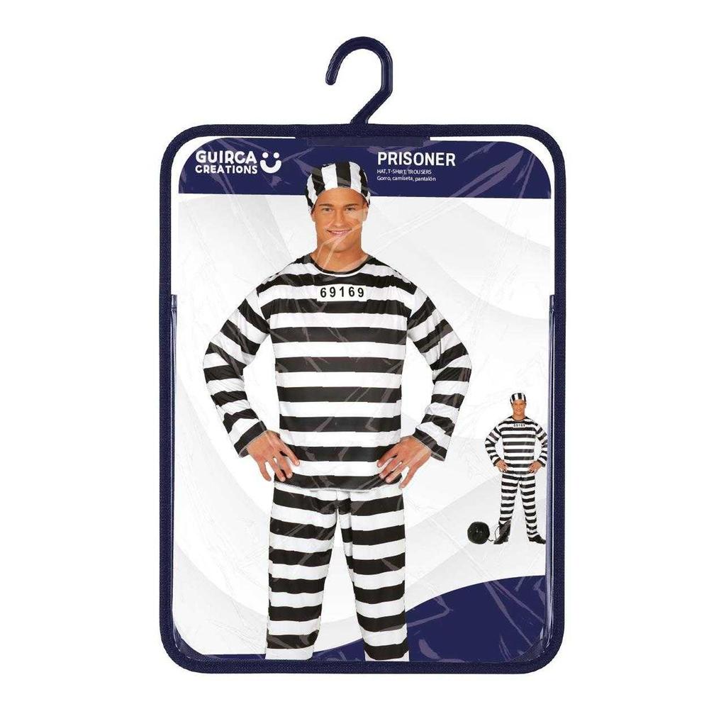 Fiestas Guirca Mens Convict Stripes Costume Set