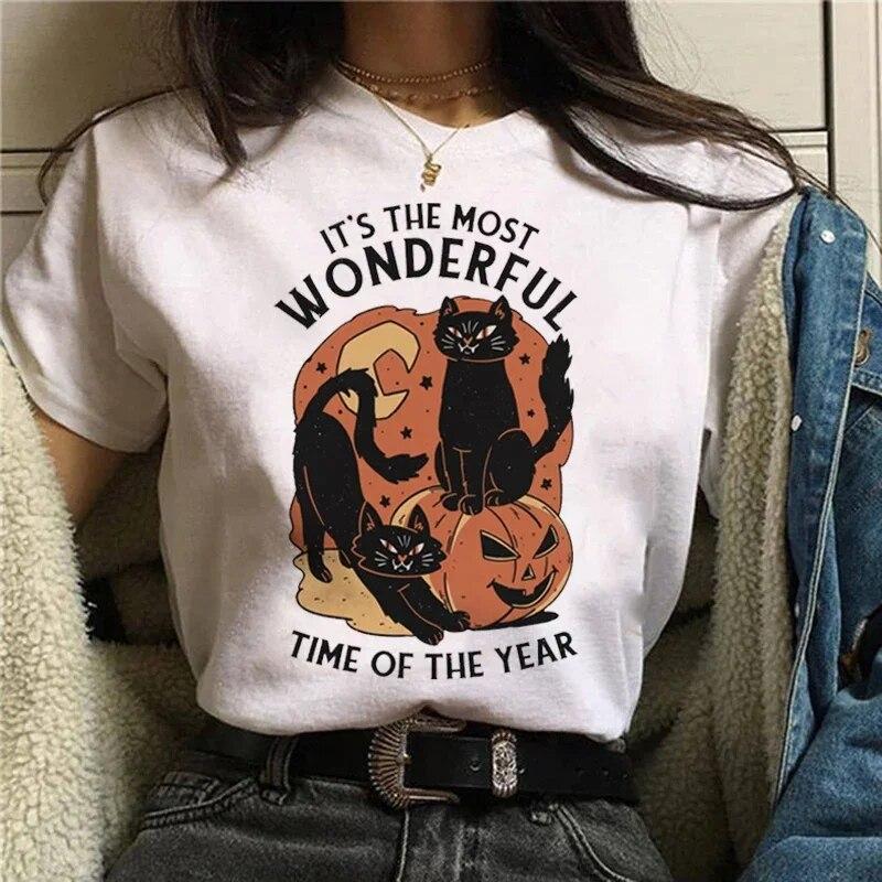 T-shirts Sweet Women Fashion Salem Print Aesthetic Clothes Graphic Unisex Tshirt Top Cartoon Lady Casual FeUnisex Tee Clothing Women