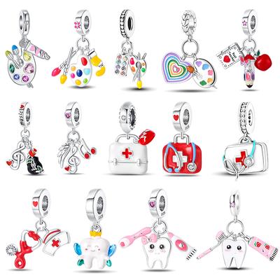 S925 Silver Fit S925 Original Bracelets Music Symbol Drawing Plate Medicine Box Career Series Charms Beads for DIY Jewelry