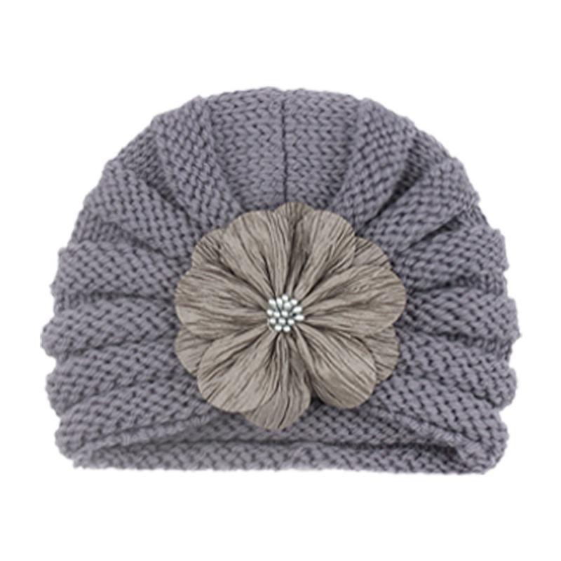 New Children's Autumn and Winter Warm Knitted Hat, Baby Fashion Match Flower Pullover Hat